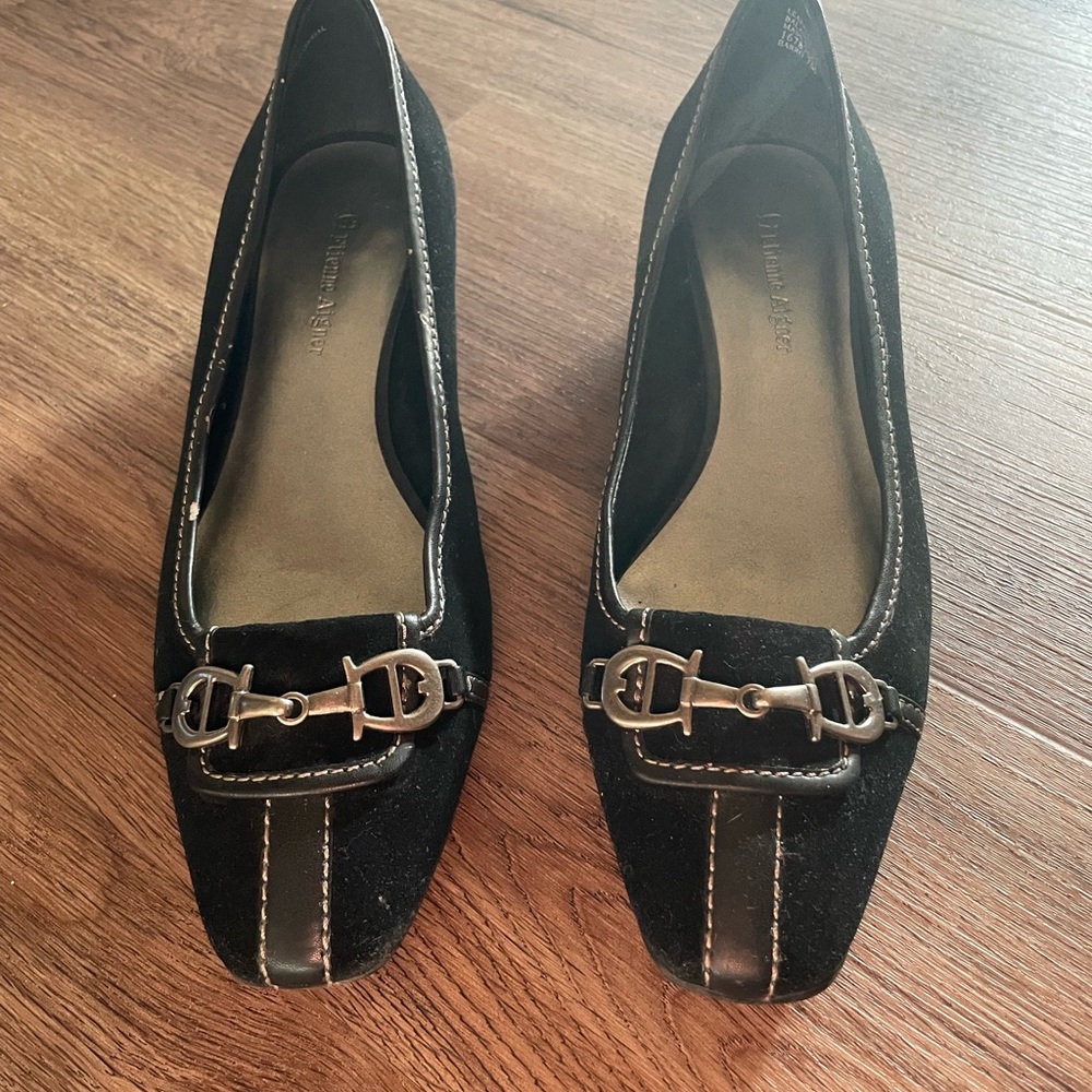 Etienne Aigner Black Loafers with Buckle Detail